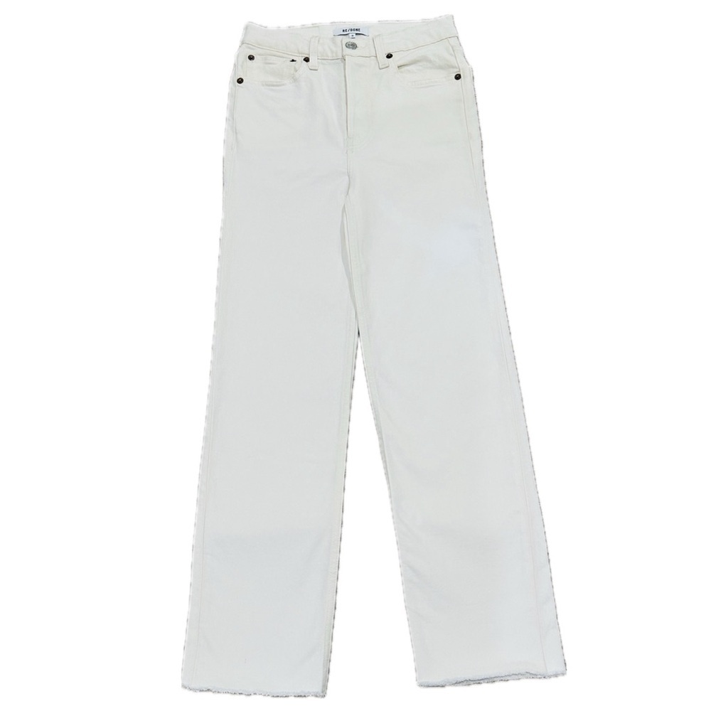 👖👟 RE/DONE High Rise‎ 70s Stove Pipe Jeans | Vintage White Stretch Denim Sz 25